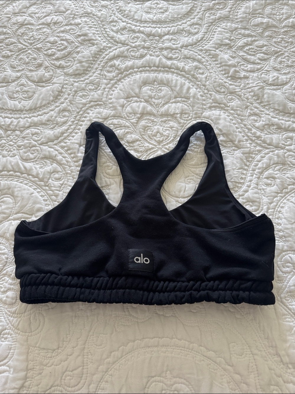 ALO Yoga Black Racerback Sports Bra with Elastic Band